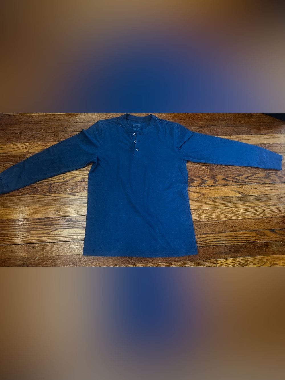 Fresh Clean Threads Men's Long-Sleeve Blue Henley Shirt